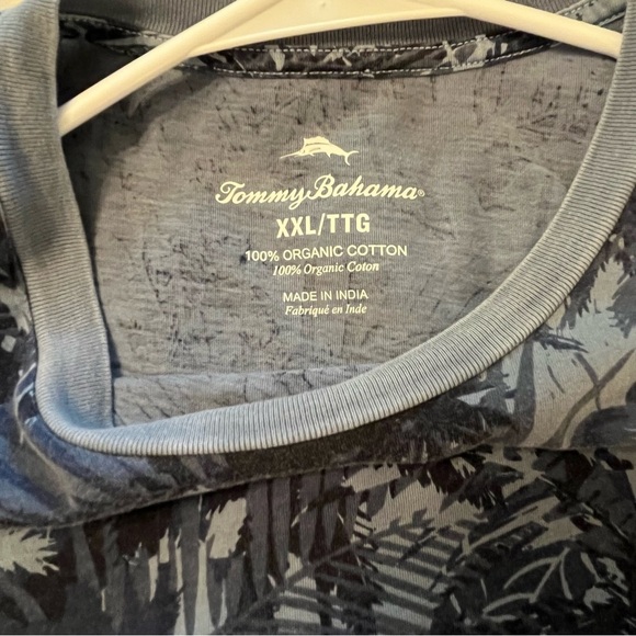 Tommy Bahama Men's Canopy Camo Blue Short Sleeve Organic Cotton T-Shirt Size XXL - Picture 7 of 8